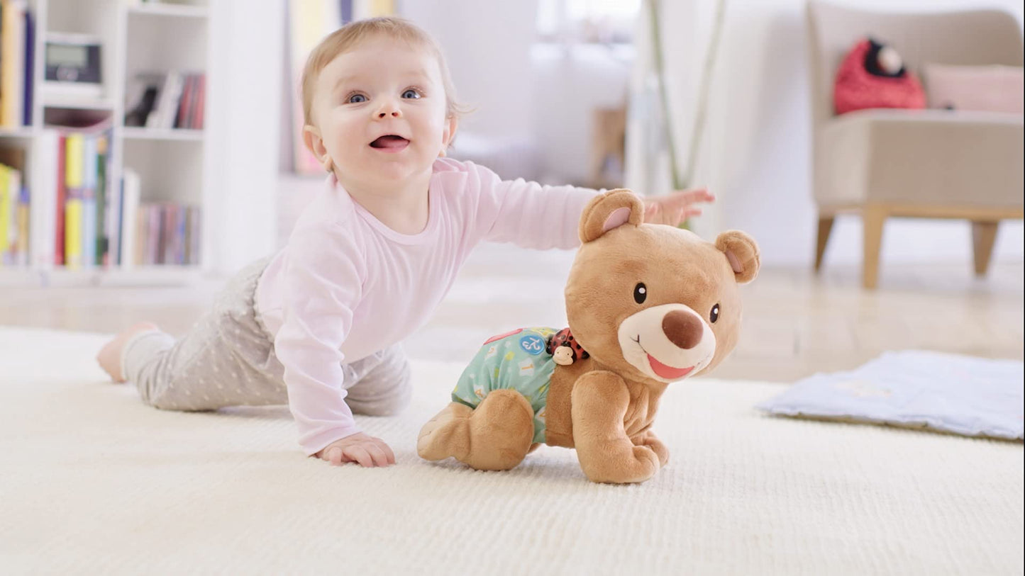 Vtech Baby Crawl-with-Me Bear - Interactive plush toy that crawls, counts, talks, and sings on its own - For children aged 9-36 months.