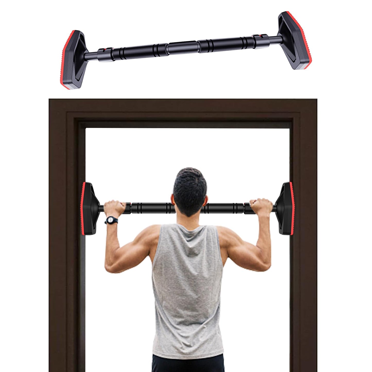 Bzavor pull-up bar for door frame 70-100cm set up quickly without screws no slipping pull-up bar with capacity for up to 300kg fitness equipment for home