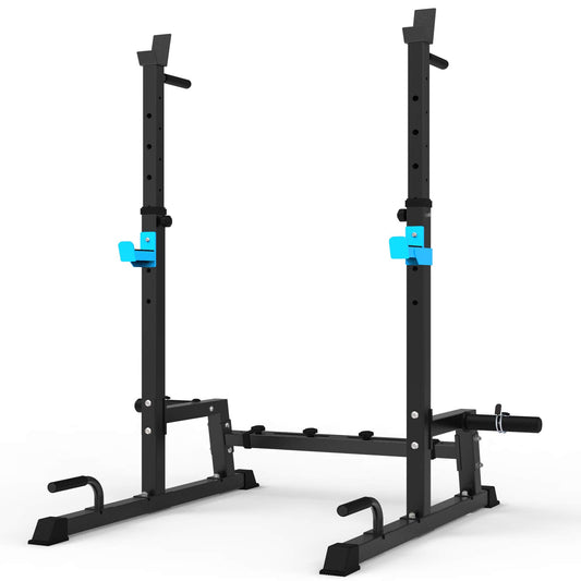 Squat Rack Multi-Function Barbell Rack Adjustable Height Dumbbell Stand for Gym Home Weightlifting Bench Press Dip Station Portable Strength Training Dumbbell Rack