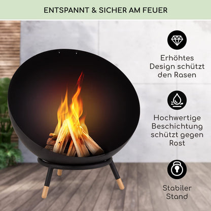 Blumfeldt Fire Pit, outdoor fire pit with 3-leg stand, tiltable fire bowls for garden & balcony, camping fire pit large, weatherproof garden fire pit, fire bowls 50x75x50 cm