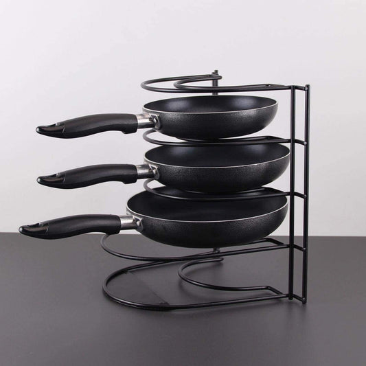 SASONCO Pan Organizer, Pot Organizer, sturdy 5-tier rack for cast iron pans, griddles, and flat pots, heavy-duty steel construction