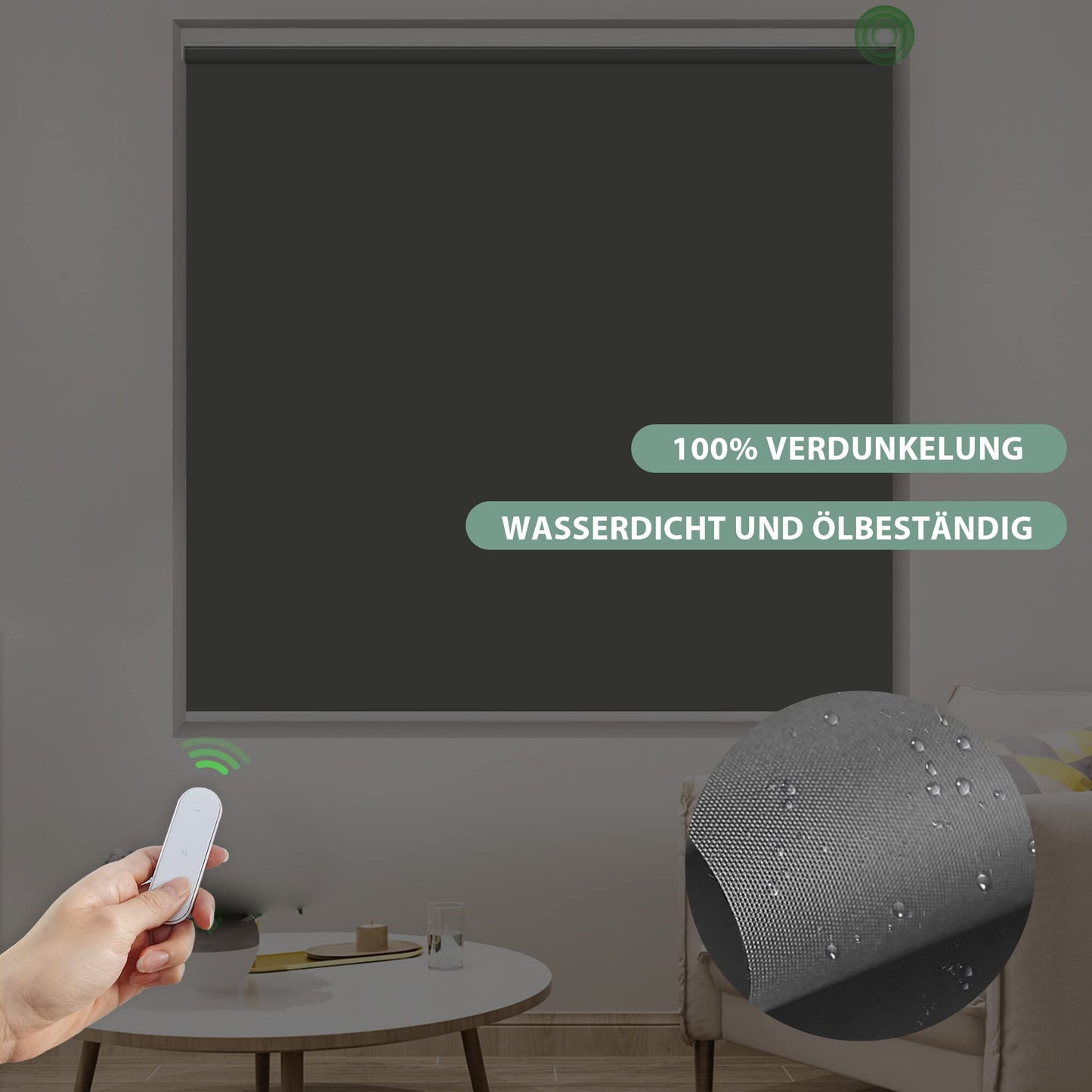 HOMEDEMO Electric Blinds Rechargeable Blackout Roller with Motor & Remote Control, Dark Grey 45x110cm (WxH), Roller Inside without drilling clamp fix/with drilling, Smart Roller compatible with Alexa.