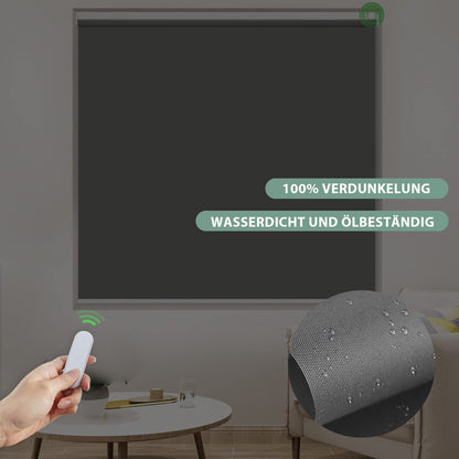 HOMEDEMO Electric Blinds Rechargeable Blackout Roller with Motor & Remote Control, Dark Grey 45x110cm (WxH), Roller Inside without drilling clamp fix/with drilling, Smart Roller compatible with Alexa.