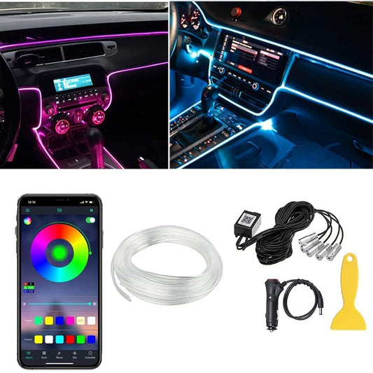Ambient lighting car LED car interior lighting: 6M/5 in 1 RGB ambient lighting for car - 12V car interior lighting | 29 modes Color LED strips car interior for car decoration