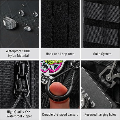VIPERADE VE27 X-Pac EDC Organizer is a small EDC pocket pouch with 4 pockets, perfect for storing multitool pocket organizer tools. Features a black design with Velcro area.