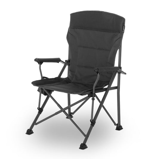 qeedo Johnny Jumbo, sturdy XXL camping chair for up to 250 kg, with armrests, drink holder, and sturdy steel frame, fishing chair, foldable, durable