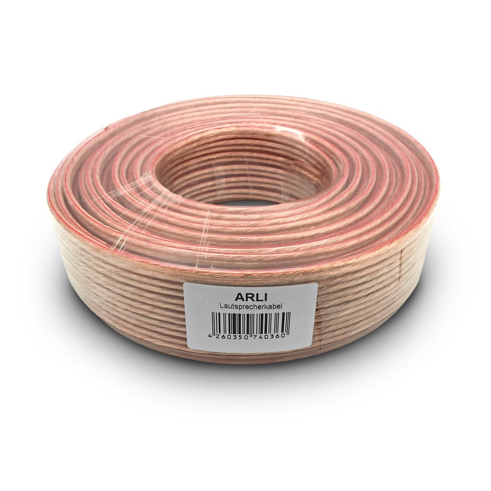ARLI 100m Speaker Cable transparent - 2x2.5 mm² CCA flexible + meter marking for HiFi Surround Car Speakers 2 x 2.5 Speaker Cable