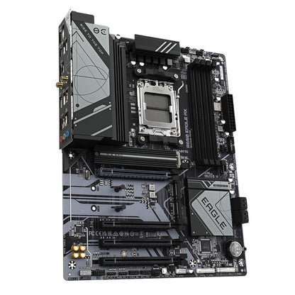 GIGABYTE B650 Eagle AX Motherboard - AMD Ryzen 9000 series, 12+2+2 phase VRM, up to 7600 MHz DDR5 (OC), 1xPCIe 5.0 + 2xPCIe 4.0 M.2, GbE LAN, WiFi 6E, USB 3.2 Gen 2