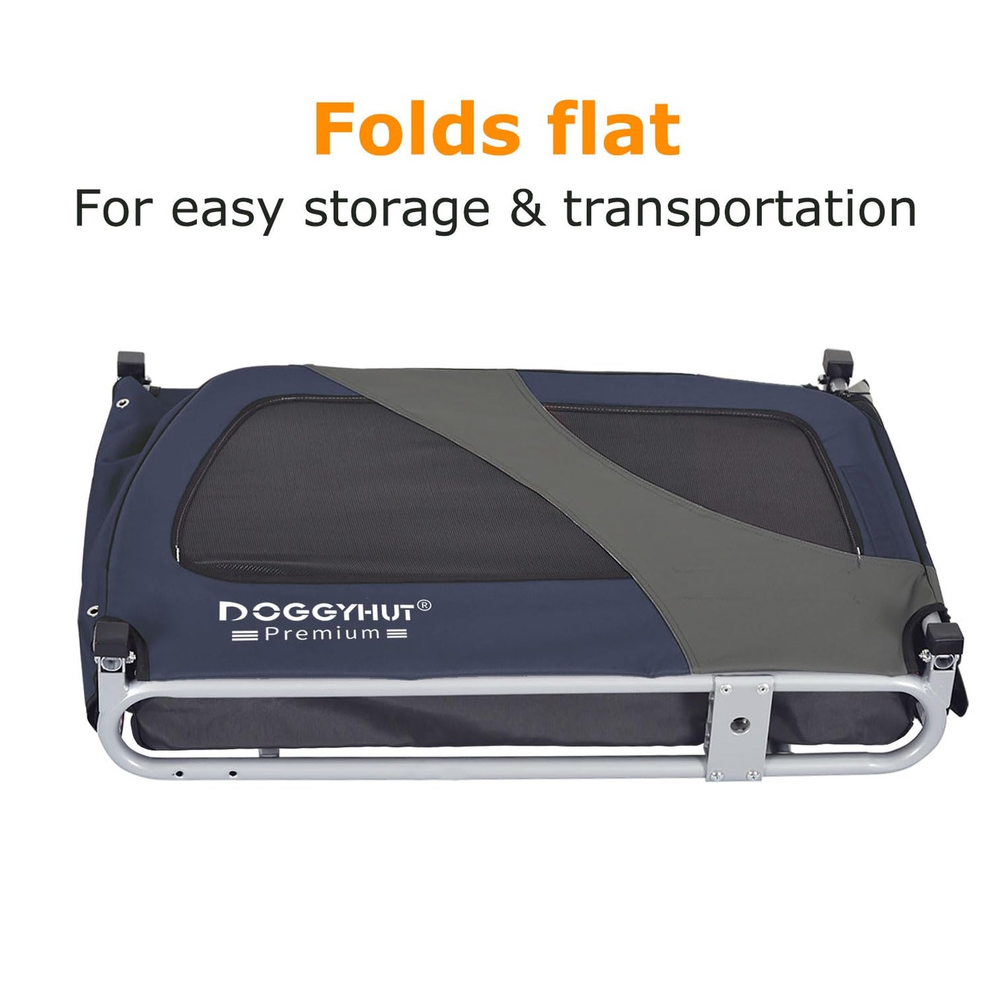 DOGGYHUT® MEDIUM Bicycle Dog Trailer for dogs up to 23 kg Foldable bike trailer (BLUE)