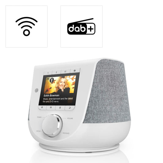 Hama internet radio with digital radio reception & phone charging function, Smart Radio DIR3200SBT (WLAN/DAB/DAB+/FM, Bluetooth/Spotify streaming, station buttons, radio alarm clock, UNDOK app) mini internet radio