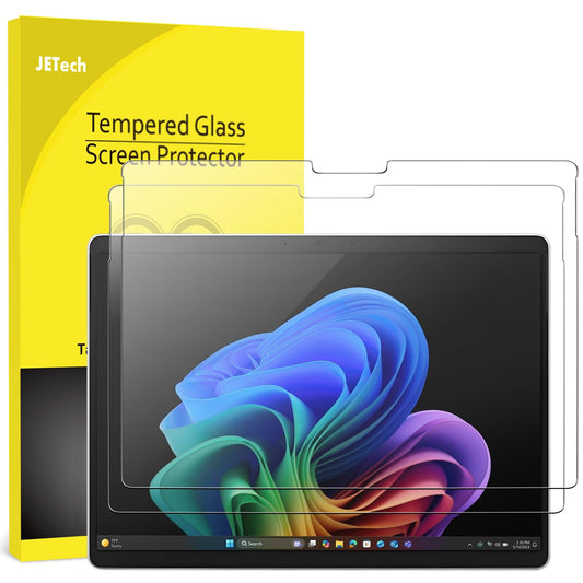 JETech Tempered Glass for Surface Pro 11/10 (2024)/Pro 9 (2022) 13-inch, 9H Screen Protector, Stylus Holder, Surface Pen, HD, clear, 2 Pack