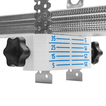 4 x leveling system for suspended ceilings, quick assembly tool, ceiling leveling holder profile CD60 ES plasterboard Regips, drywall ceiling hangers, direct hangers, laser target panel