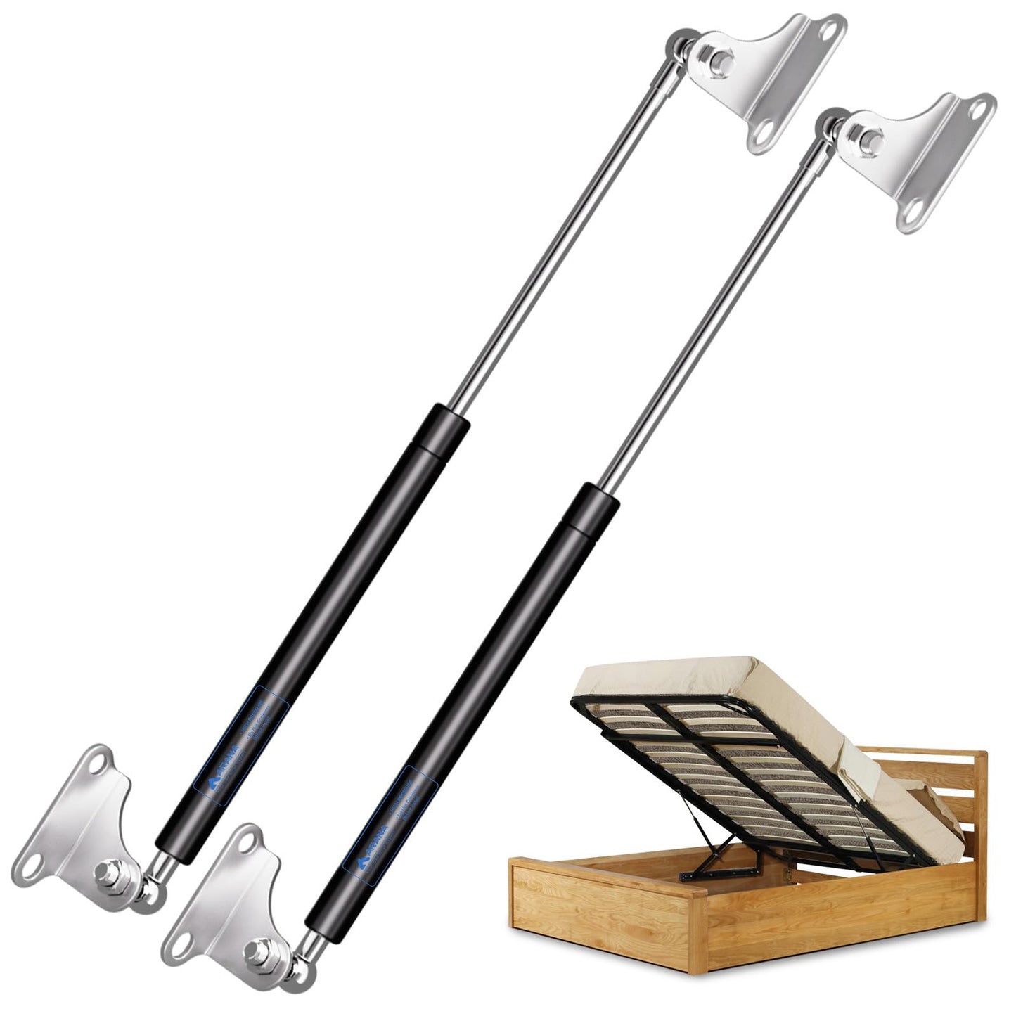 ARANA 635mm 445N 45kg gas springs, 60cm gas dampers hydraulic strut for cabinet door attic hatch camper furniture flaps and creative DIY applications, 2 pieces