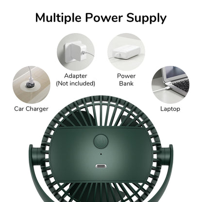 JISULIFE Clip-on Table Fan, Mini Stroller Fan, 4000mAh USB Small Fan with 16 hours, 4 modes Quiet Battery Fan for Outdoor Camping Golf Cart Indoor Treadmill - Green