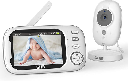 GHB Baby Monitor with Camera 3.5 Inch Video Baby Monitor with VOX Mode Night Vision Two-Way Talk Lullabies.