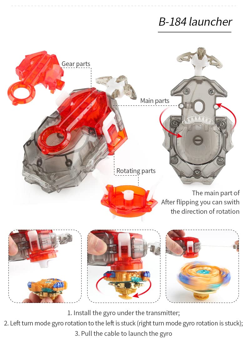 OBEST 12 Piece Battle Top Set for Kids, Bay Battling Tops Bey Gyros with 2 Burst Turbo Launchers, Gyro Starter Set Bay Battling Tops Arena Tops Gift for Kids