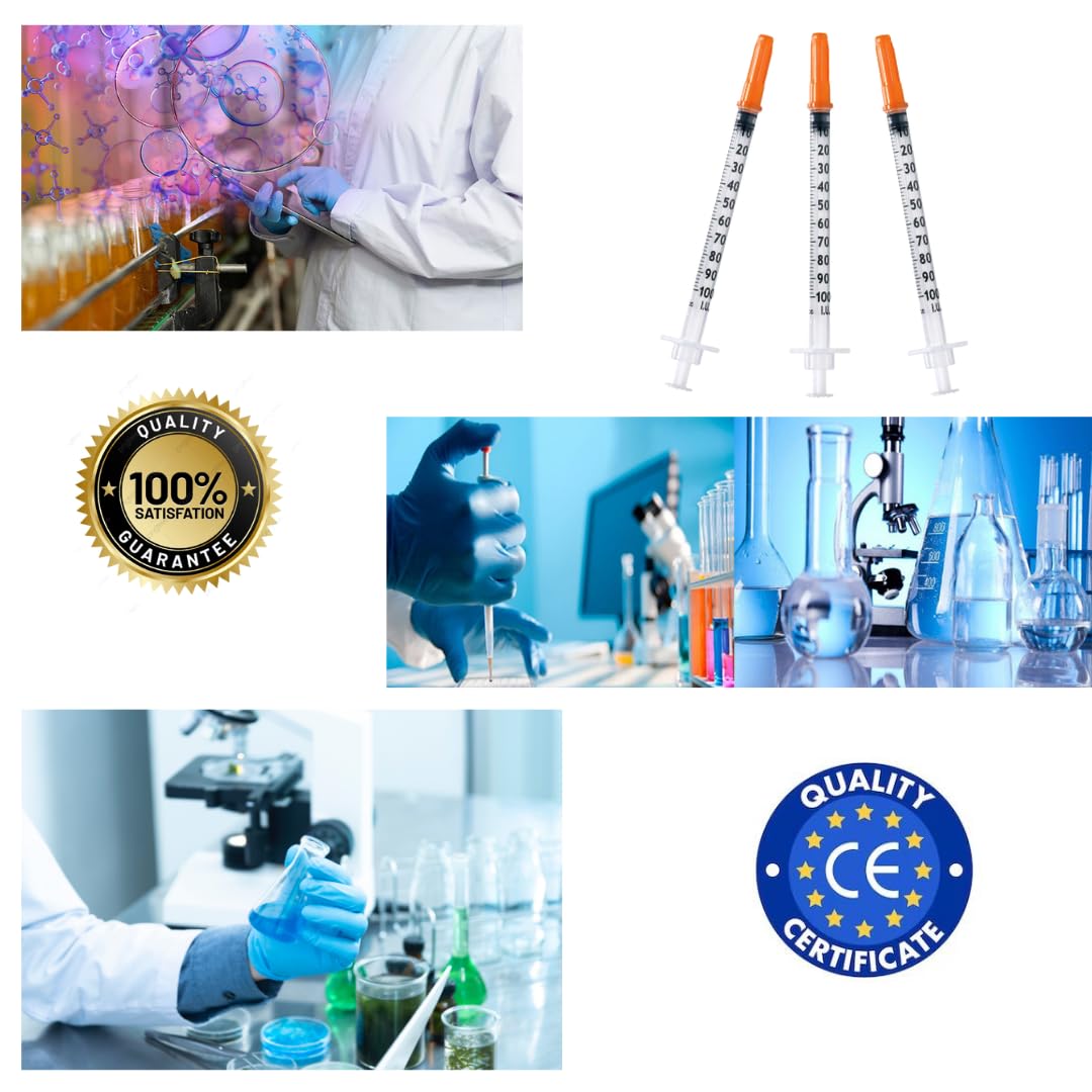 50 pieces 1 ml/cc plastic tube 27G (0.4 x 12.7mm), multipurpose measuring tools, individually packaged (27G 1/2").