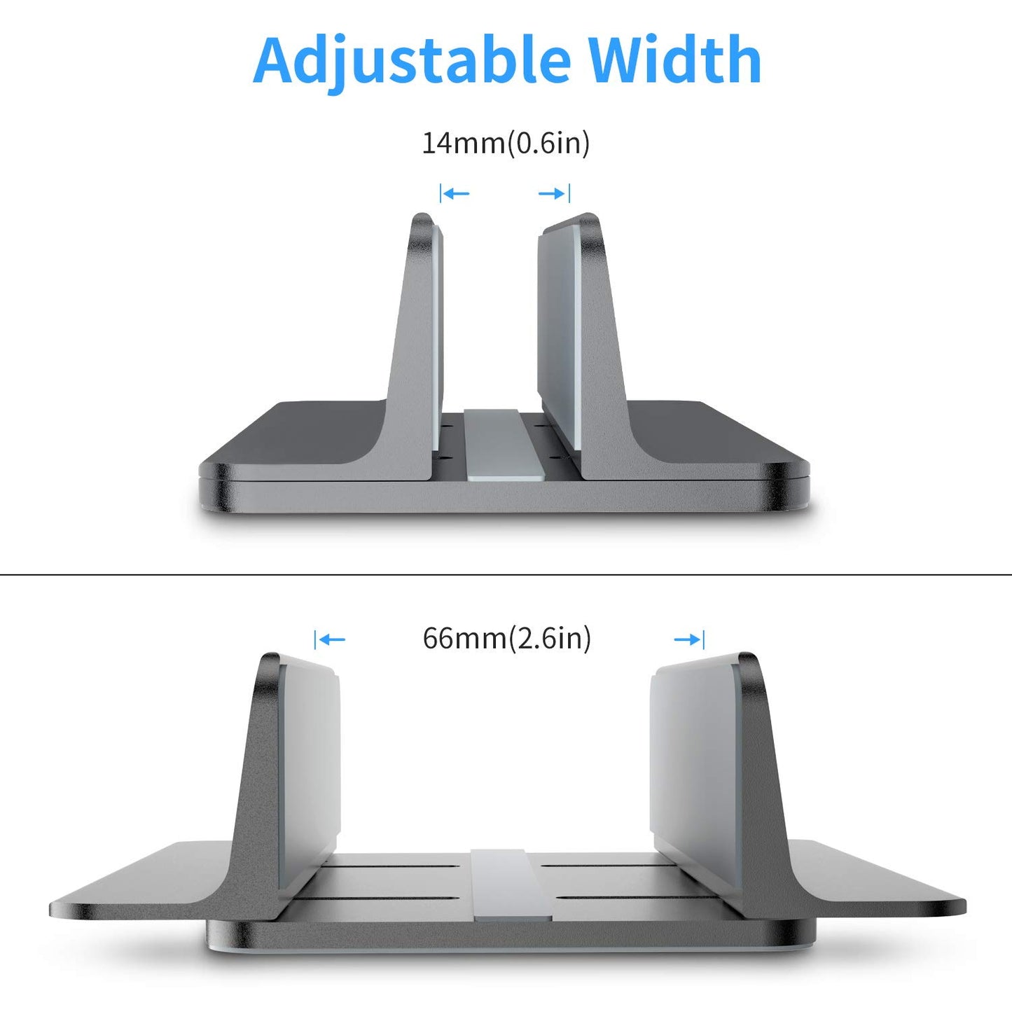 Bewahly Vertical Laptop Stand, Aluminum Adjustable Notebook Stand Space-saving Holder for MacBook Pro/Air, iPad, Samsung, Huawei, Surface, Dell, HP, Lenovo, and other (Gray)
