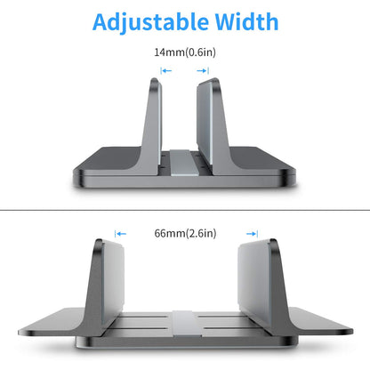 Bewahly Vertical Laptop Stand, Aluminum Adjustable Notebook Stand Space-saving Holder for MacBook Pro/Air, iPad, Samsung, Huawei, Surface, Dell, HP, Lenovo, and other (Gray)