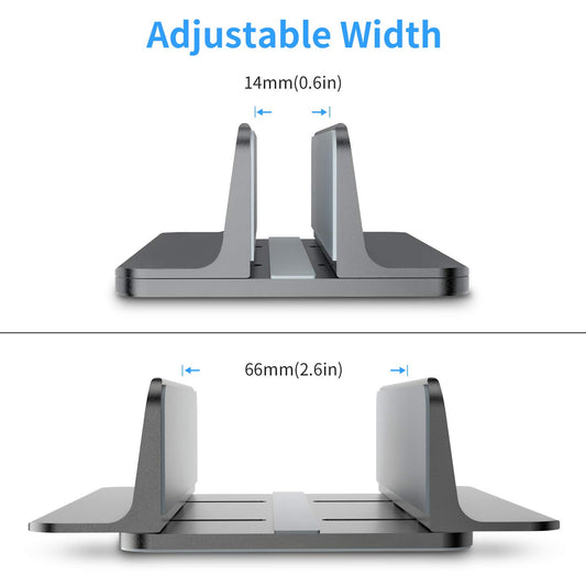 Bewahly Vertical Laptop Stand, Aluminum Adjustable Notebook Stand Space-saving Holder for MacBook Pro/Air, iPad, Samsung, Huawei, Surface, Dell, HP, Lenovo, and other (Gray)