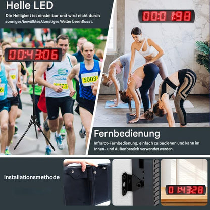LED stopwatch for competitions, 5-inch 6-digit sports stopwatch with tripod, countdown/up, gym timer clock countdown timer with remote control.