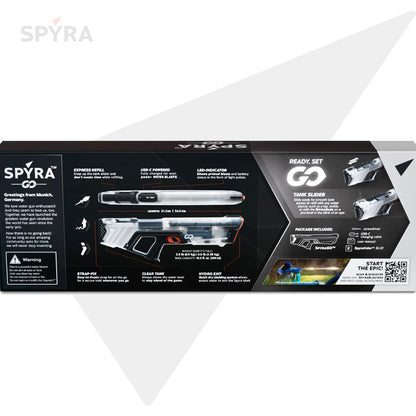 SpyraGO Water Gun Electronic Automatic Premium Water Gun 9 Meter Range LED Display Fast Charging Summer Toy for Kids and Adults (Clear)