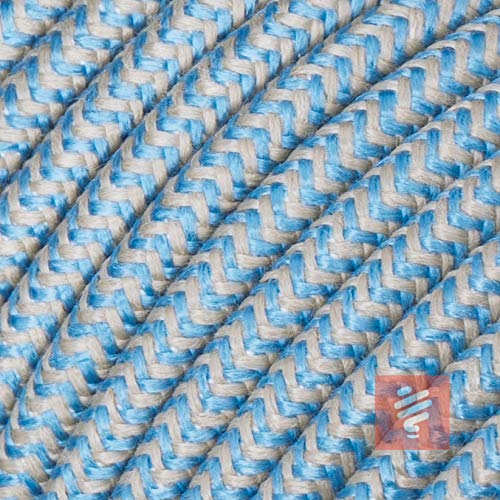 Textile cable for lamp, round cable, three-core (3x0.75mm²), linen blue - 20 meters.