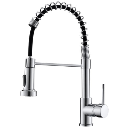 TIMACO kitchen faucet chrome with spiral spring, 360° swiveling sink faucets with two outlets - high pressure.