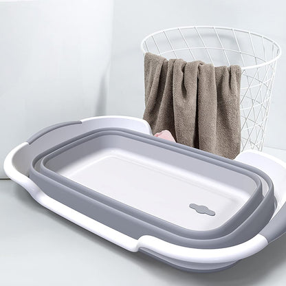 Multifunctional collapsible pet bathtub with drain hole, Portable indoor outdoor foldable laundry tub bathtub for small pets bathing puppies small dogs cats and kids