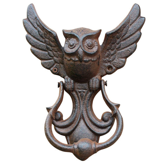 Owl Door Knocker Cast Iron Handle Vintage Owl Antique Style Decorative Door for Your Garden/Wooden House/Farmhouse - Brown
