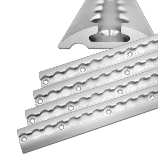 6X 2.0 meter (1975mm) aluminum airline rail half-round profile suitable for trailers, cars, trucks, campers, motorhomes, workshops, and more.