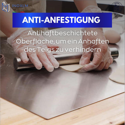 INOXLM stainless steel cutting board for kneading, stainless steel countertop available in various sizes, for kitchen, bar, restaurants, stainless steel kneading board with cutting board stand.
