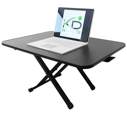KD Essentials - Desk standing desk converter, 5.5-41 cm height adjustable table to work standing up, extra wide (ergonomic standing desk with 10 kg weight capacity for large laptops/monitors, black)