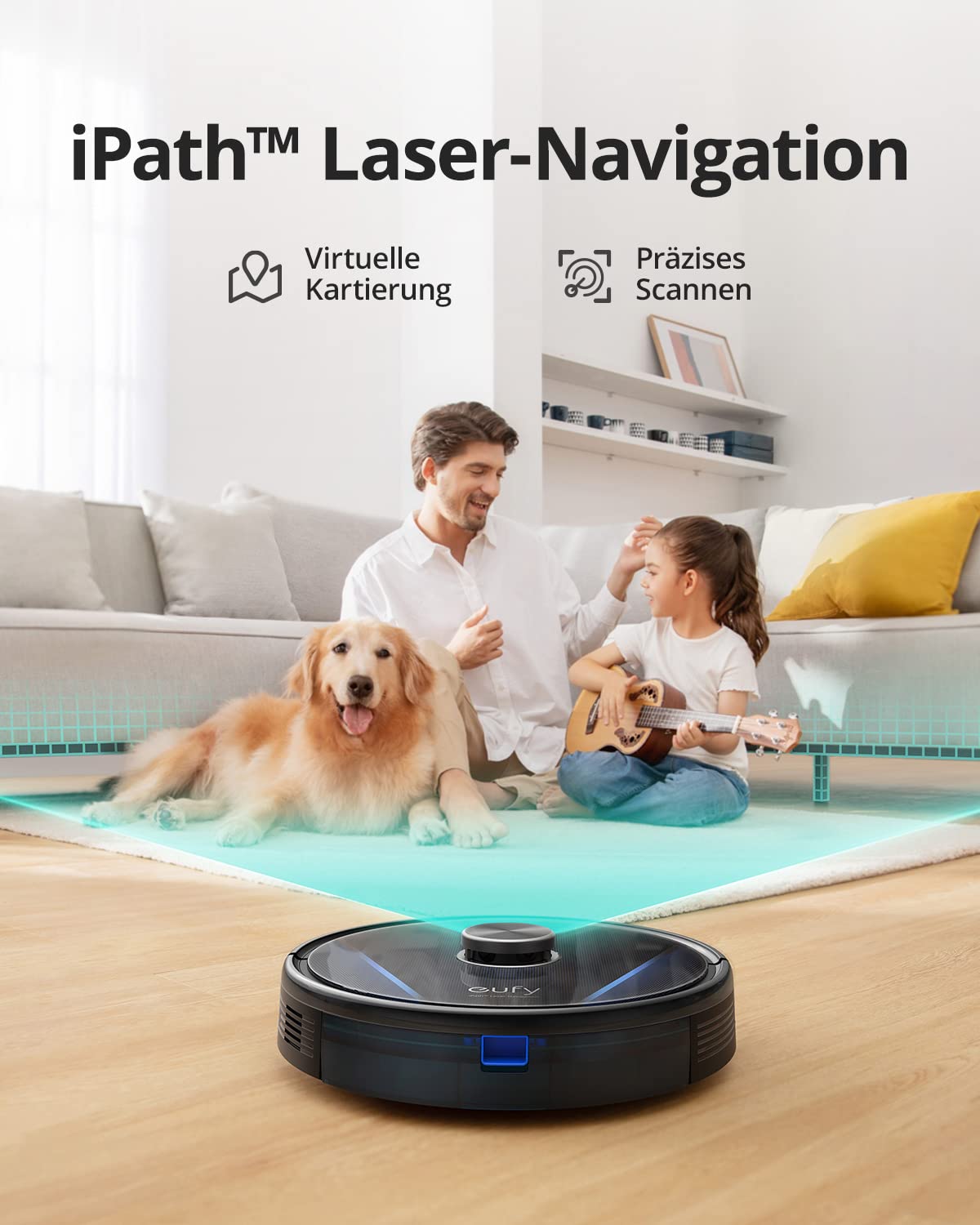 eufy RoboVac LR30 Hybrid+ robot vacuum with disposal station, mopping function, 60-day capacity, iPath laser navigation, 3000Pa suction power, multi-floor mapping, app control, Alexa compatible.