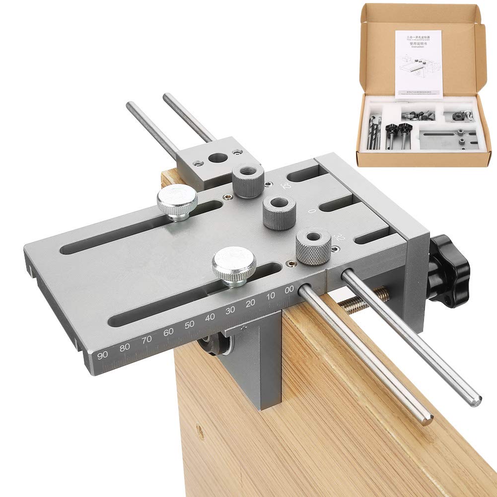 Dowel Jig, 3 in 1 6/8/10/15mm High Precision Woodworking Self-centering Doweling Jig Drill Guide Locator Kit, equipped with a special clamping plate.