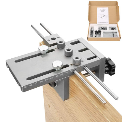 Dowel Jig, 3 in 1 6/8/10/15mm High Precision Woodworking Self-centering Doweling Jig Drill Guide Locator Kit, equipped with a special clamping plate.