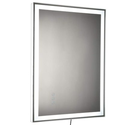 Kleankin bathroom mirror LED mirror with 3 light colors Fog-free wall mirror with anti-fog function, touch switch Aluminum 70 x 50 x 3 cm