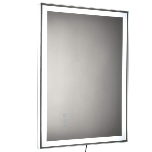 Kleankin bathroom mirror LED mirror with 3 light colors Fog-free wall mirror with anti-fog function, touch switch Aluminum 70 x 50 x 3 cm