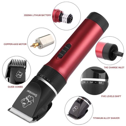 Animal hair clipper Professional Ultra-quiet Rechargeable Cordless Cat and Dog Horse Hair Clipper Pro Pet Grooming Clipper Dog Trimmer Kit