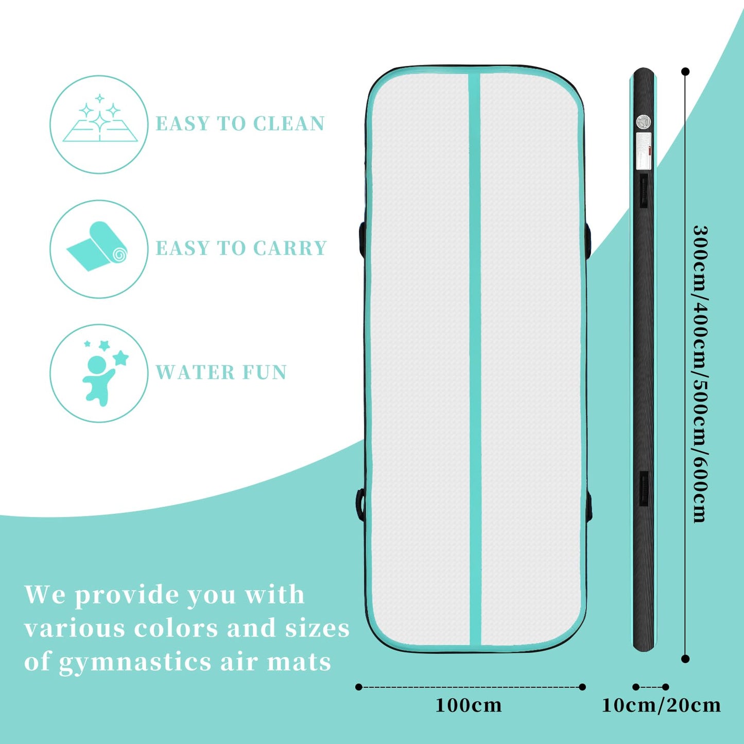 Air Track, Gymnastics Mat 3/4/5/6m Inflatable Tumbling Mats with Pump Training Fitness Yoga Mat for Home Outdoor