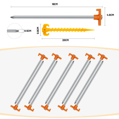 Tent pegs, AVOFOREST stakes ground nails sturdy, Camping stakes, Tent accessories, Long and sturdy ground nails, ideal for normal and hard soil, 18cm (Orange, 20pcs)