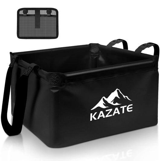 KAZATE Folding Camping Bowl 15L, Foldable Outdoor Washing Bowl, Foldable Sink for Camping (Black)