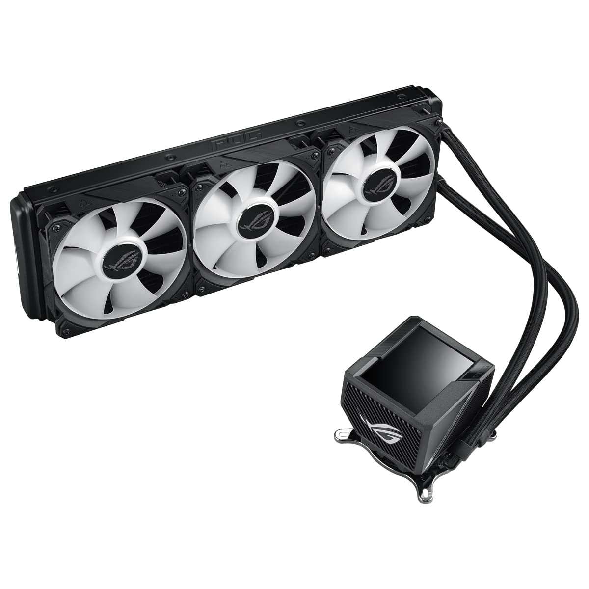 ASUS ROG RYUJIN II 360 ARGB All-in-One CPU water cooling (3.5-inch LCD, integrated pump fan for VRM and M.2 cooling, 3x ROG 120mm ARGB radiator fans)