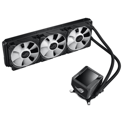 ASUS ROG RYUJIN II 360 ARGB All-in-One CPU water cooling (3.5-inch LCD, integrated pump fan for VRM and M.2 cooling, 3x ROG 120mm ARGB radiator fans)