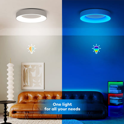 Matane LED ceiling light with RGB color changing, dimmable ceiling lamp with remote control, 24W bulbs 3000K-6500K for youth room living room bedroom children's room bathroom kitchen Round 28cm