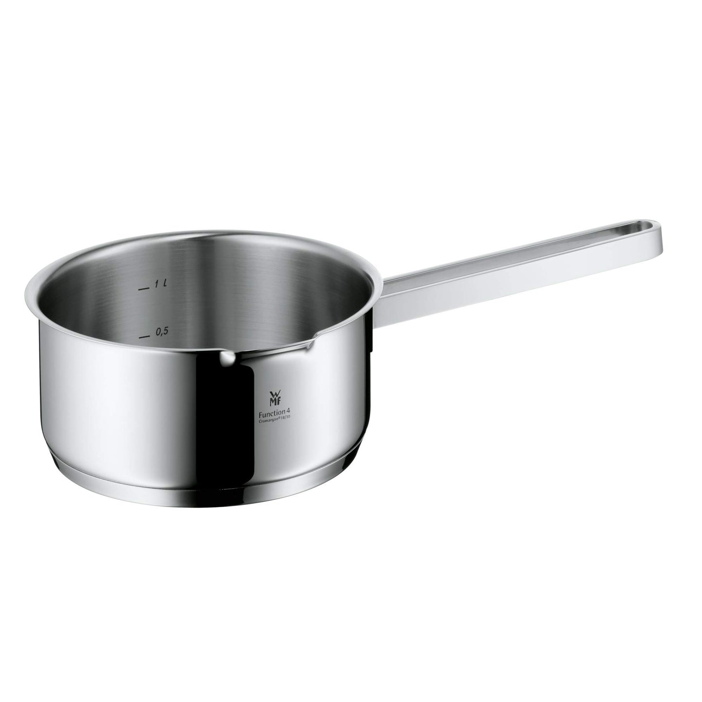 WMF Function 4 Cookware Set Induction 5-piece, glass lids with 4 pouring functions, Cromargan stainless steel polished, Induction Pots Set, interior scaling