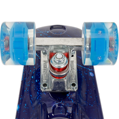 FunTomia 57cm mini cruiser board skateboard with or without LED light-up wheels including aluminum truck, ABEC-9 bearings, and T-Tool (Galaxy blue with blue LED wheels)