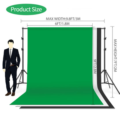 Andoer Photo Studio Kit, 1.8M x 2.7M Background Support System (Green Black White) with Softbox, Continuous Light, White Soft Light Umbrella, Reflector for Portraits, Product Photography, and Video Recording