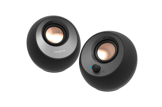 CREATIVE Pebble V3 desktop speakers with USB-C 2.0, USB Audio, Clear Dialog, Bluetooth 5.0, 8W RMS, 16W peak power, and USB-A adapter included (black)