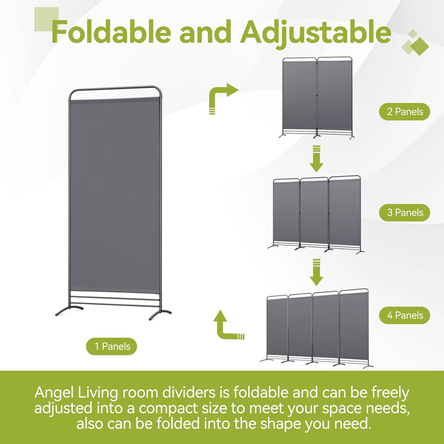 Angel Living Room Divider 1 Foldable Room Divider Freestanding Privacy Screen Standing Partition Privacy for Offices, Balcony, Bedroom, Outdoor Garden, 81cm x 180cm Gray